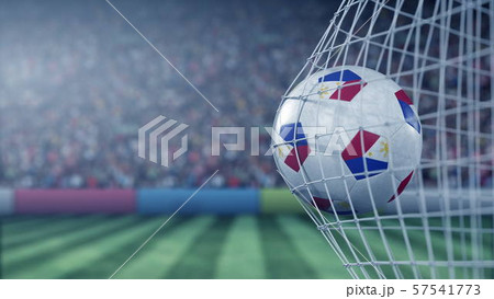 Flag of Philippines on the ball in football net. Conceptual 3D rendering Flag of Philippines on the ball in football net. Conceptual 3D rendering 57541773