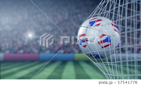 Flag of Puerto Rico on the ball in football net. Conceptual 3D rendering Flag of Puerto Rico on the ball in football net. Conceptual 3D rendering 57541776