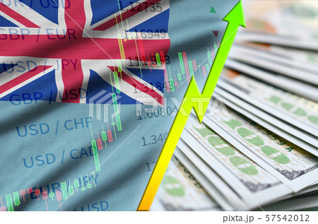 Tuvalu flag and chart growing US dollar position 57542012