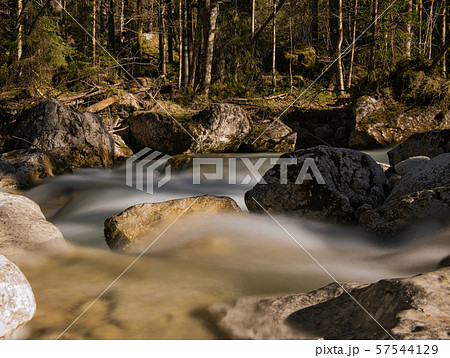 Long-term exposure of a stream with rocks 57544129