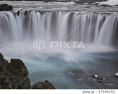 Blue water of the Godafoss waterfall in Iceland 57544152