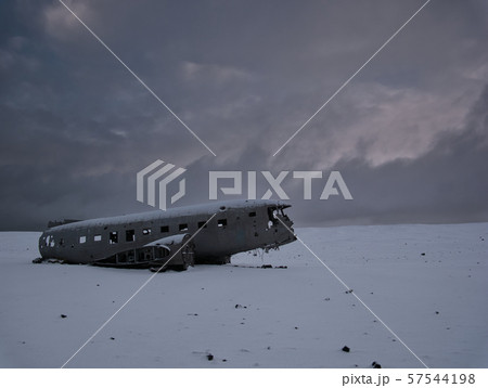 Crashed plane on a snowy field in iceland Crashed plane on a snowy field in iceland 57544198