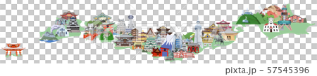 日本観光地マップイメージイラスト 日本観光地マップイメージイラスト 57545396