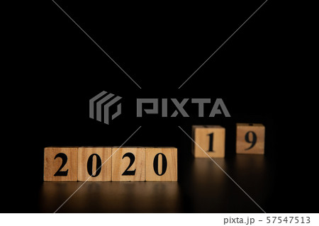 Happy New year 2020 concept with wooden cube 57547513