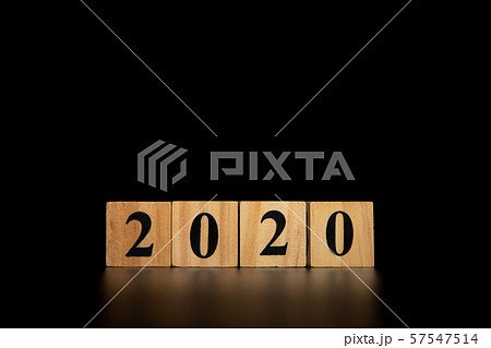Happy New year concept. Wooden block cube of 2020 57547514