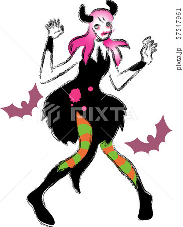 ハロウィン 仮装した女性のイラスト素材