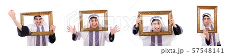 Arab with picture frame on white 57548141