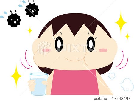 うがいをする女の子 うがいをする女の子 57548498