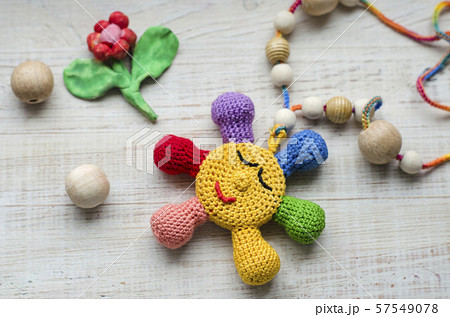 ,Necklace made from knitted beads for the baby ,Necklace made from knitted beads for the baby 57549078