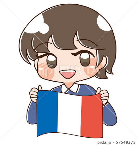 ベクター フランスの旗を持つ人のイラスト素材