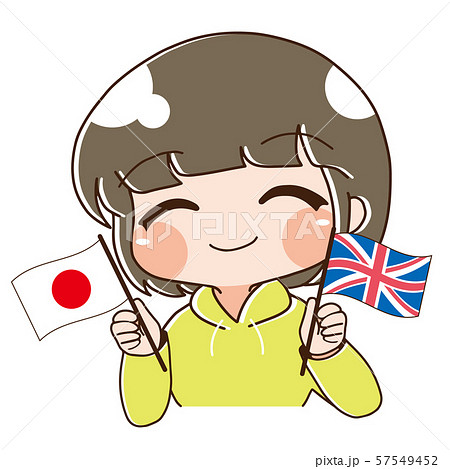 ベクター 日本とイギリスを応援する人のイラスト素材