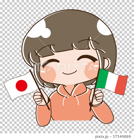 ベクター 日本とイタリアを応援する人のイラスト素材