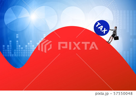 Businesswoman in tax concept on mountain 57550048