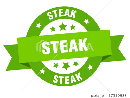 steak ribbon. steak round green sign. steak 57550983