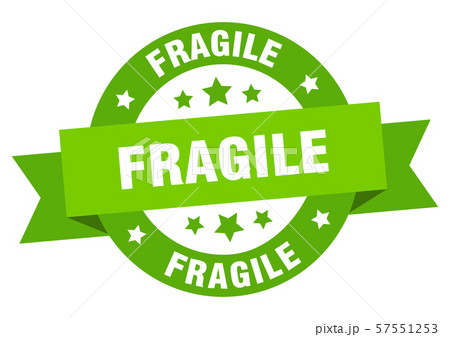 fragile ribbon. fragile round green sign. fragileのイラスト素材 [57551253] - PIXTA