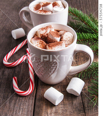 Christmas cocoa with marshmallow 57554738