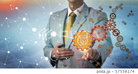Manager Connecting AI Gearwheel With The Internet Manager Connecting AI Gearwheel With The Internet 57556174