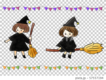 Halloween フレーム 魔女のイラスト素材
