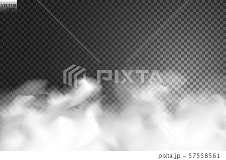 Fog or smoke isolated transparent special effect. White vector cloudiness, mist or smog background 57558561