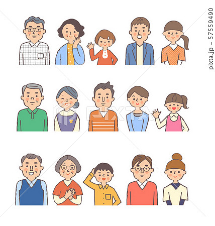 ３世代家族上半身　３組　セット 57559490