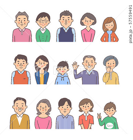 ３世代家族上半身　３組　セット 57559491