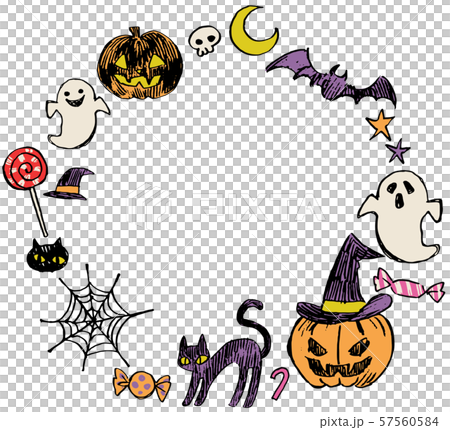 Hand painted halloween round frame 57560584