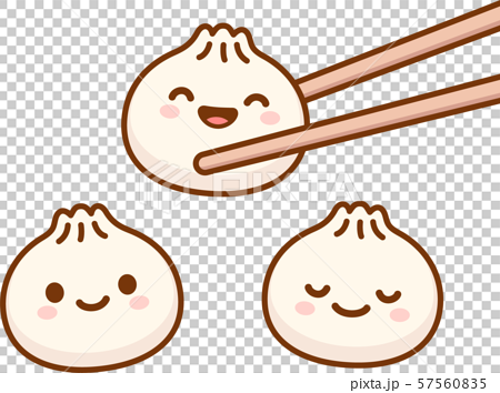 Cute cartoon Dim sum dumplings with funny... - Stock Illustration  [57560835] - PIXTA