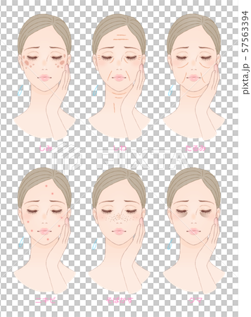 女性の顔 肌トラブル 女性の顔 肌トラブル 57563394