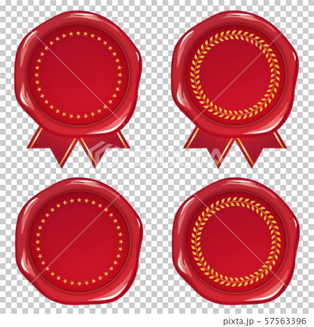 Sealing wax illustration_Sealing stamp_Red_Laurel and star frame 57563396