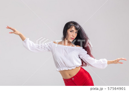 Latino dance, Improvisation, contemporary and vogue dance concept - young beautiful woman dancing on 57564901