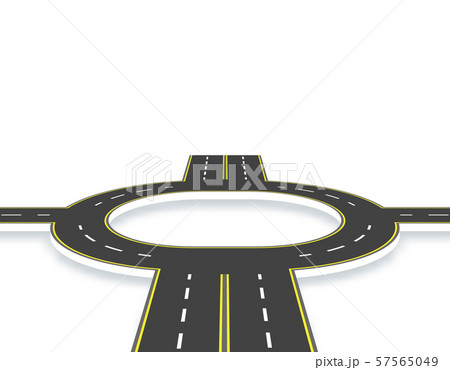 Road, highway, roundabout in perspective with shadow. Two-lane and four-lane roads with the same 57565049