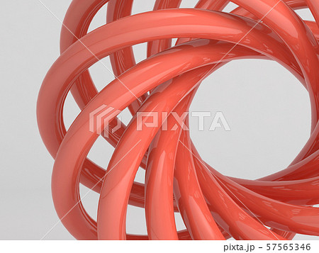 Shiny torus knot fragment. Abstract red object Shiny torus knot fragment. Abstract red object 57565346