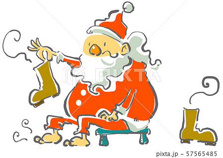 ブーツの蒸れが気になるサンタのイラスト素材