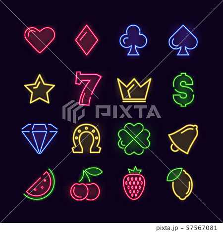Game Casino Sign Color Thin Line Icon Set. Vector 57567081
