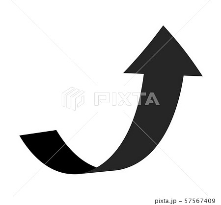 Curve arrow pointer up. Black flat curved line sign of grow direction way vector icon for business 57567409