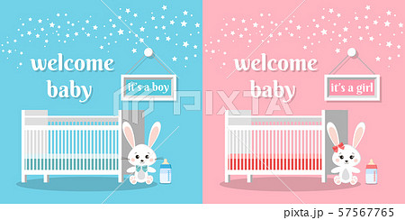 Welcome Baby Set It S A Boy And Girl Vector のイラスト素材