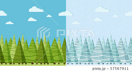 Vector summer and winter nature seamless border for design template. Vector summer and winter nature seamless border for design template. 57567911