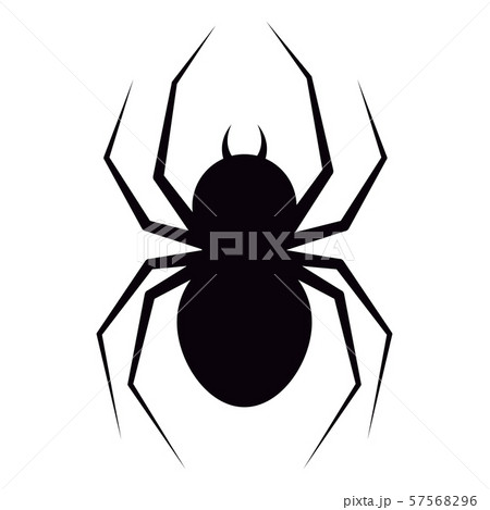 Vector illustration of flat design black spider with fangs silhouette icon isolated on white 57568296