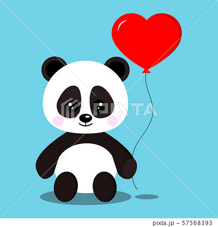 Isolated romantic sweet and cute baby panda bear. 57568393