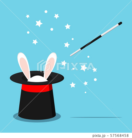 Icon of magic black hat with white rabbit bunny ears Icon of magic black hat with white rabbit bunny ears 57568458