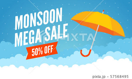 Monsoon sale offer rain season background. Rainy monsoon promotion poster template 57568495