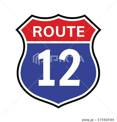 12 route sign icon. Vector road 12 highway interstate american freeway us california route symbol 57568594