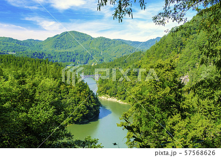 夏の只見川と第一只見川橋梁 夏の只見川と第一只見川橋梁 57568626