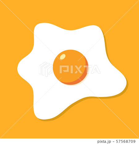 Fried egg breakfast cartoon icon isolated. Flat omelet meal yolk logo shape symbol design 57568709
