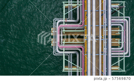 Aerial top view gas and oil pipe line in the 57569870