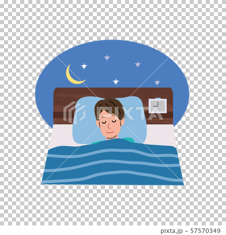 ベッドで眠る男性 イラストのイラスト素材