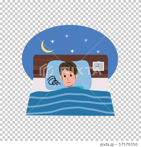 ベッドで眠る男性 イラストのイラスト素材
