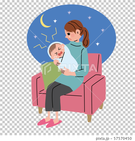 寝ない赤ちゃんを抱っこする女性 イラストのイラスト素材 寝ない赤ちゃんを抱っこする女性 イラストのイラスト素材
