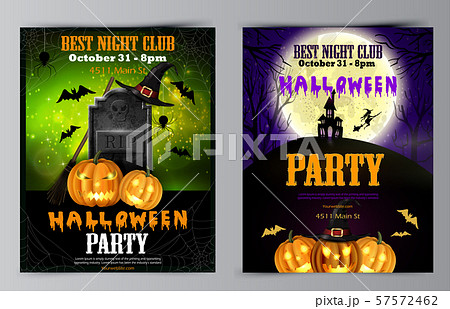 Halloween party flyer with pumpkins 57572462