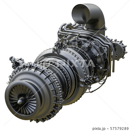 Gas turbine engine of power plant. 3d rendering 57579289